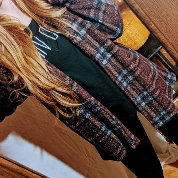 plaid oversized cardigan